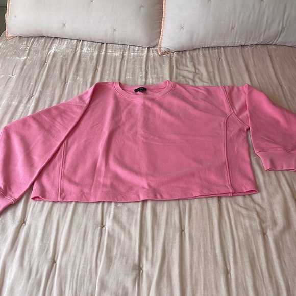 NWT J. Crew University Terry Cropped Crewneck Sweatshirt - Size Small pink - Picture 2 of 12